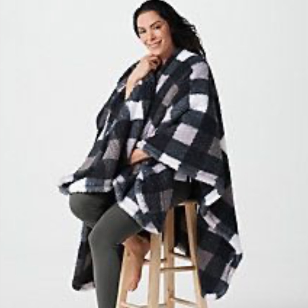 COPY - Berkshire Blanket Plaid Sherpa Cape